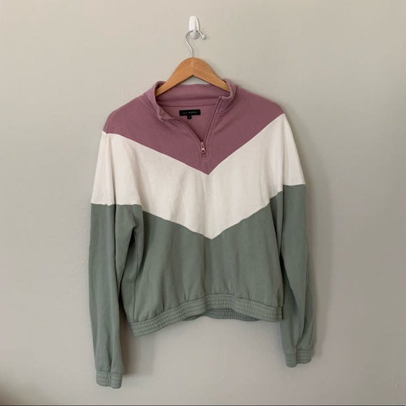 PacSun Tops - pacsun zip up green white and purple sweatshirt